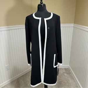 Karl Lagerfield, Black with white trim jacket, size 12